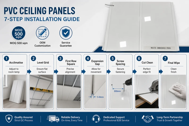 productcate-1-1 PVC ceiling panel installation guide - 7 steps from acclimatisation to final inspection