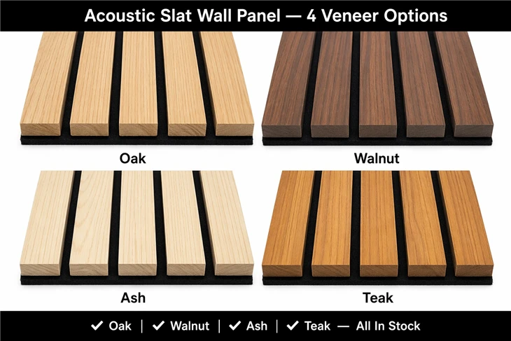 Acoustic Slat Wall Panel 4 Veneers - Eastopo