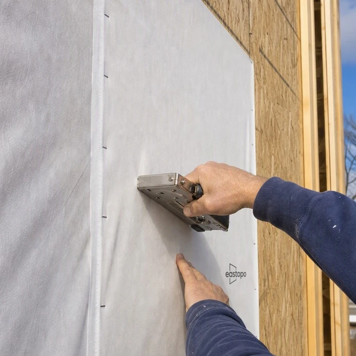 House Wrap Installation on Exterior Wall Sheathing