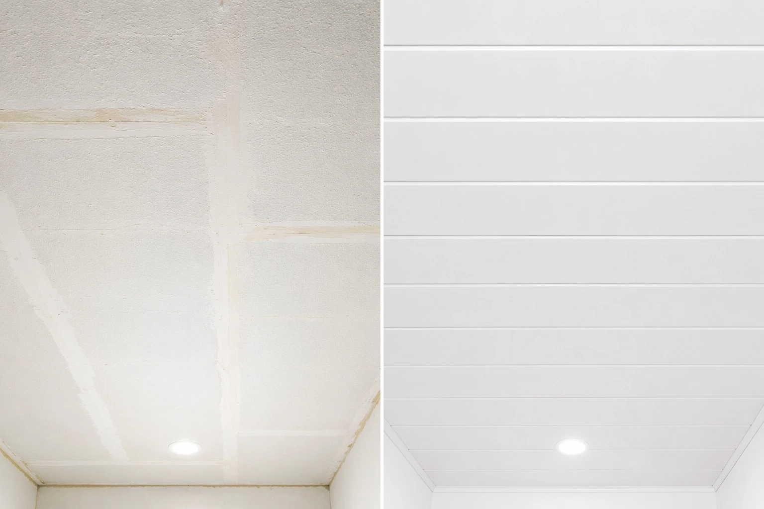 White PVC vs painted white gypsum comparison