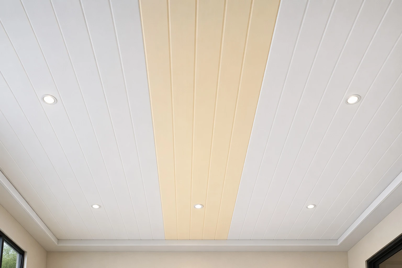 White PVC ceiling batch color mismatch comparison
